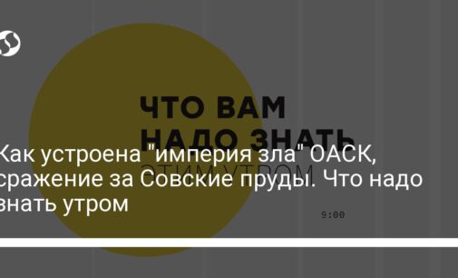Как устроена "империя зла" ОАСК, сражение за Совские пруды. Что надо знать утром