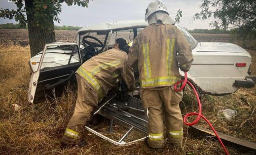 На Одещині автомобіль влетів у дерево: довелося зрізати двері, аби допомогти водійці